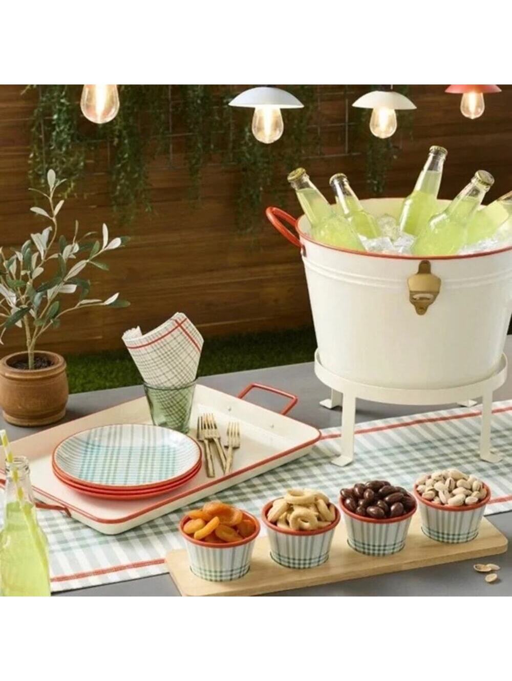 Hearth & Hand with Magnolia NWT 4 Pk Summer Plaid Melamine Mini Bowl Serving Set